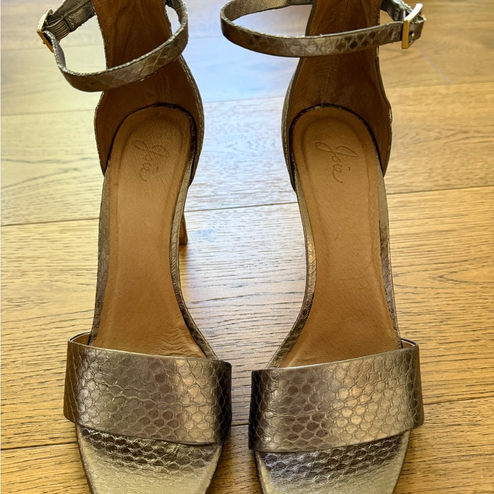 Joie Metallic Snakeskin Heels